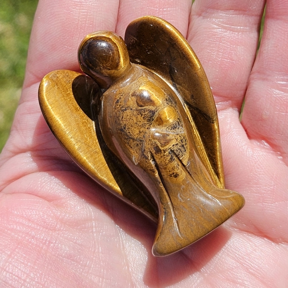Tigers Eye Angel Carving 2"
